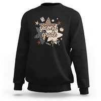 Second Grade Leopard Checkered Star Coquette Sweatshirt Cute 2nd Grade Girl Back to School Gift