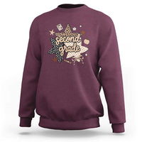 Second Grade Leopard Checkered Star Coquette Sweatshirt Cute 2nd Grade Girl Back to School Gift