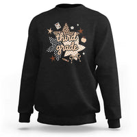 Third Grade Leopard Checkered Star Coquette Sweatshirt Cute 3rd Grade Girl Back to School Gift