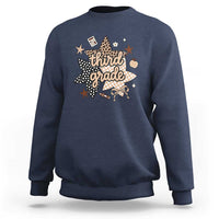 Third Grade Leopard Checkered Star Coquette Sweatshirt Cute 3rd Grade Girl Back to School Gift
