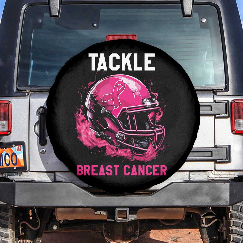 Tackle Breast Cancer Spare Tire Cover Pink Ribbon Football Lover