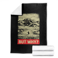 Retro Nihilist Penguin But Why Meme Throw Blanket Distressed Existential Moody Vintage Quiet Thinkers