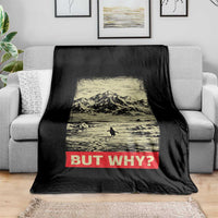 Retro Nihilist Penguin But Why Meme Throw Blanket Distressed Existential Moody Vintage Quiet Thinkers