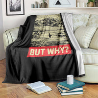 Retro Nihilist Penguin But Why Meme Throw Blanket Distressed Existential Moody Vintage Quiet Thinkers
