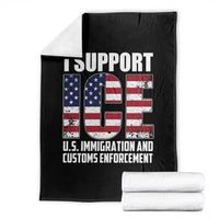 I Support ICE Patriotic Law Enforcement American Flag Throw Blanket