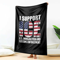 I Support ICE Patriotic Law Enforcement American Flag Throw Blanket