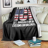 I Support ICE Patriotic Law Enforcement American Flag Throw Blanket
