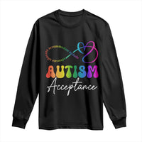 Autism Acceptance Long Sleeve Shirt Advocate Educate Accomodate Include Rainbow Infinity Symbol