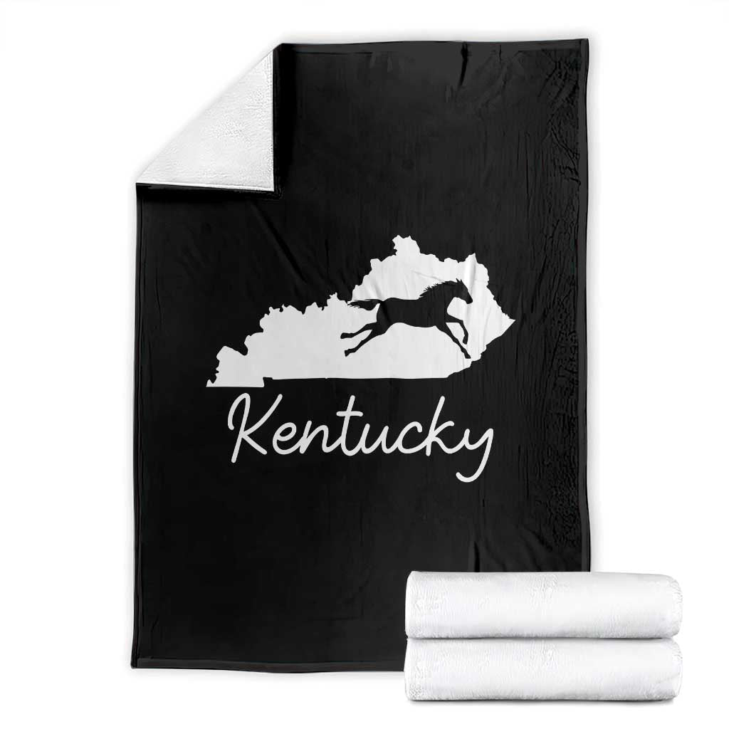 Kentucky State Map with Racing Horse Throw Blanket Bluegrass State Pride Equestrian