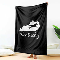 Kentucky State Map with Racing Horse Throw Blanket Bluegrass State Pride Equestrian