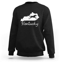 Kentucky State Map with Racing Horse Sweatshirt Bluegrass State Pride Equestrian