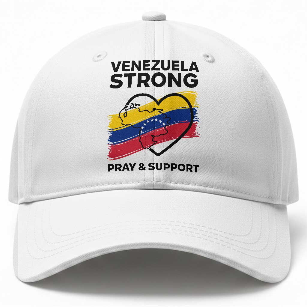 Venezuela Strong Pray and Support Baseball Cap Solidarity Patriotic Venezuelan Flag Map Heart