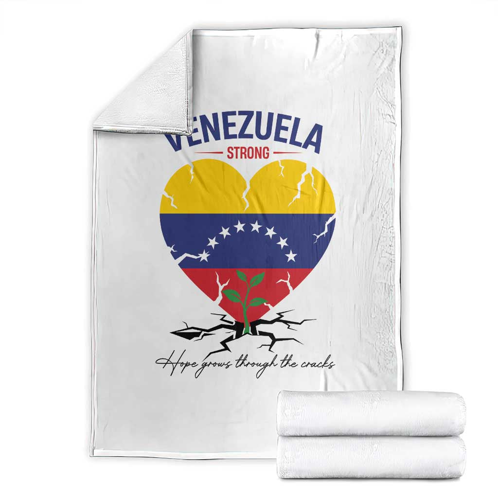 Venezuela Strong Healing Support Throw Blanket Hope Grows Through Cracks Venezuelan Flag Heart