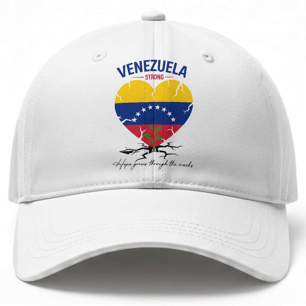 Venezuela Strong Healing Support Baseball Cap Hope Grows Through Cracks Venezuelan Flag Heart