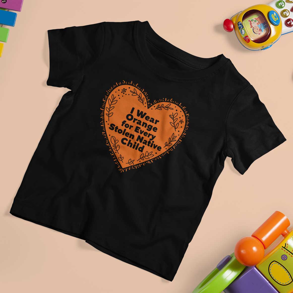 Orange Shirt Day T Shirt For Kid I Wear Orange For Every Stolen Native Child American Indian Heart - Wonder Print Shop