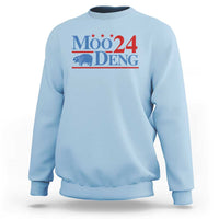 Light blue baby hippo sweatshirt with colorful Moo24 Deng chest graphic