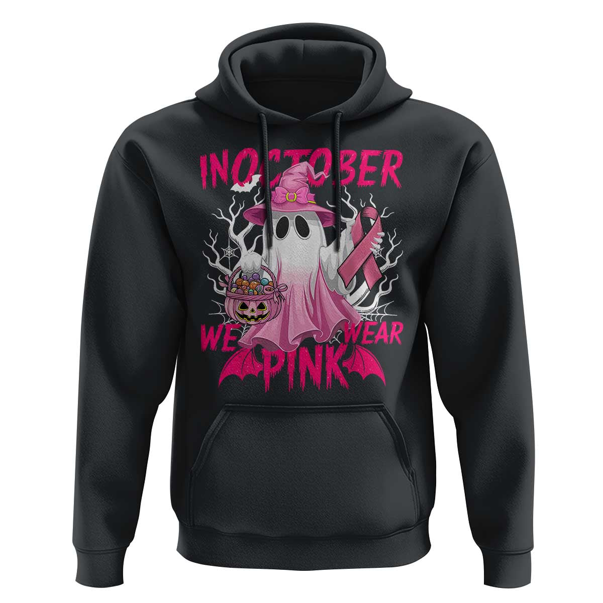 Breast Cancer Awareness Hoodie In October We Wear Pink Ghost