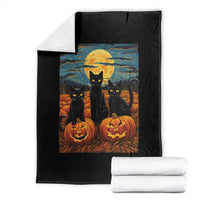 Black Cat Halloween Throw Blanket Starry Night Van Gogh Inspo - Wonder Print Shop