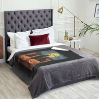 Black Cat Halloween Throw Blanket Starry Night Van Gogh Inspo - Wonder Print Shop