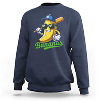 Navy blue crewneck sweatshirt with banana baseball character graphic on front