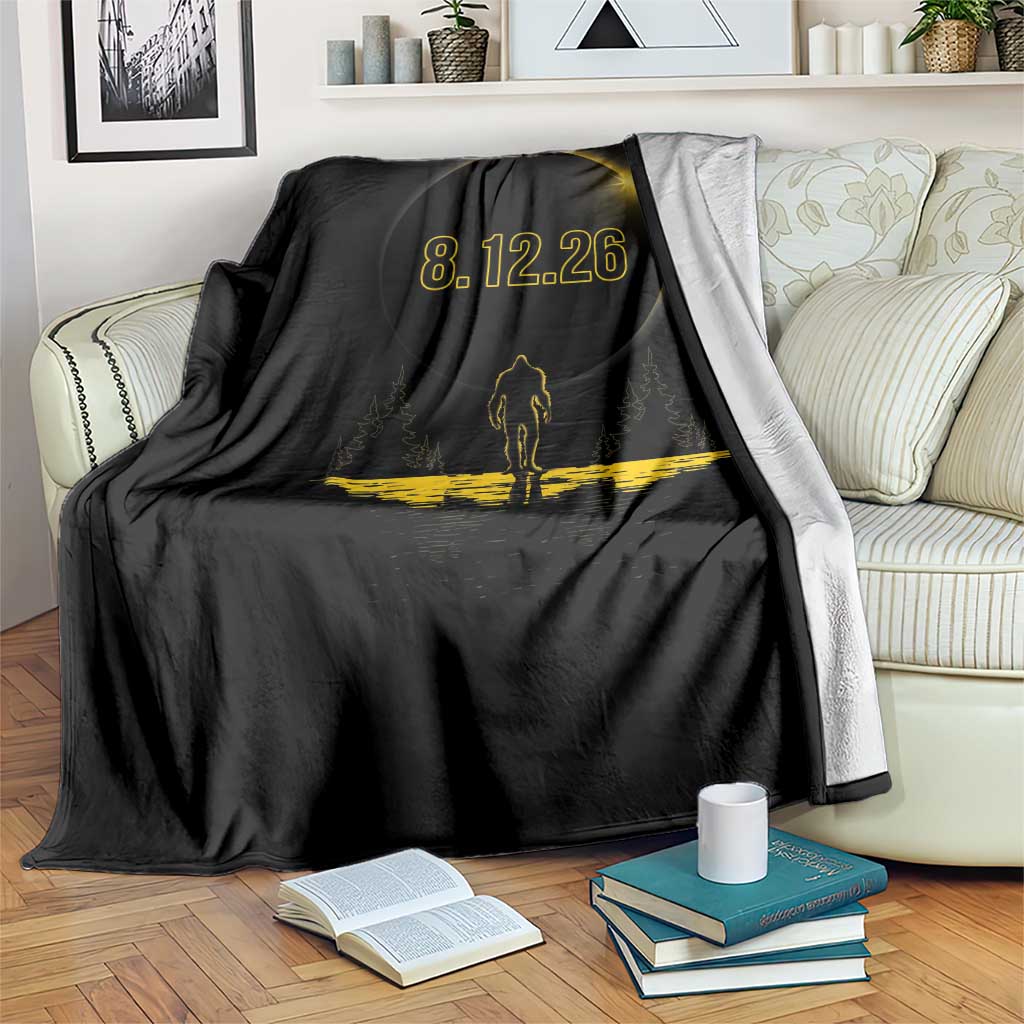 Bigfoot August 12 2026 Total Solar Eclipse Throw Blanket Totality Sasquatch Cryptid Stargazer Memorabilia