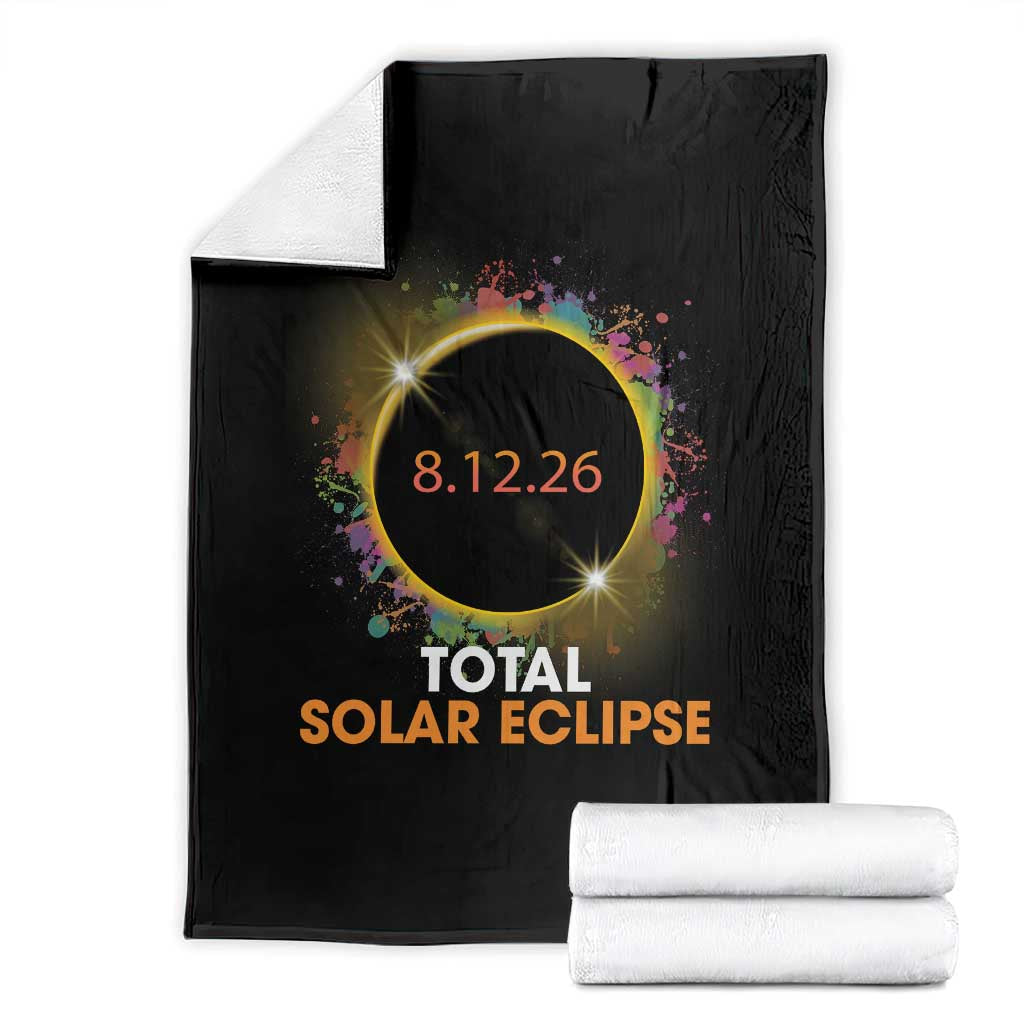 Colorful Paint Splatter 2026 Total Solar Eclipse Totality Astronomy Throw Blanket