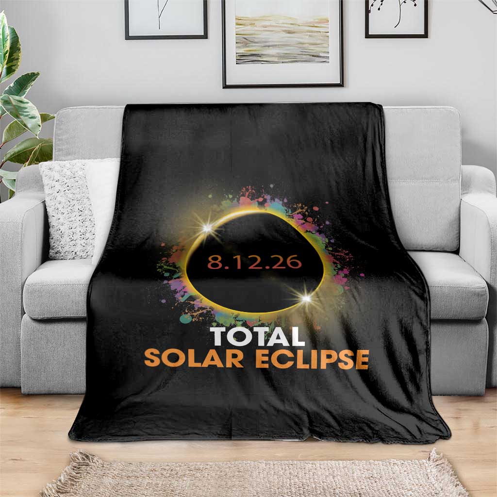 Colorful Paint Splatter 2026 Total Solar Eclipse Totality Astronomy Throw Blanket