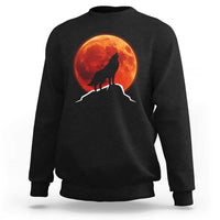 Howling Wolf Crimson Blood Moon Sweatshirt Mountain Wildlife Nature Graphic