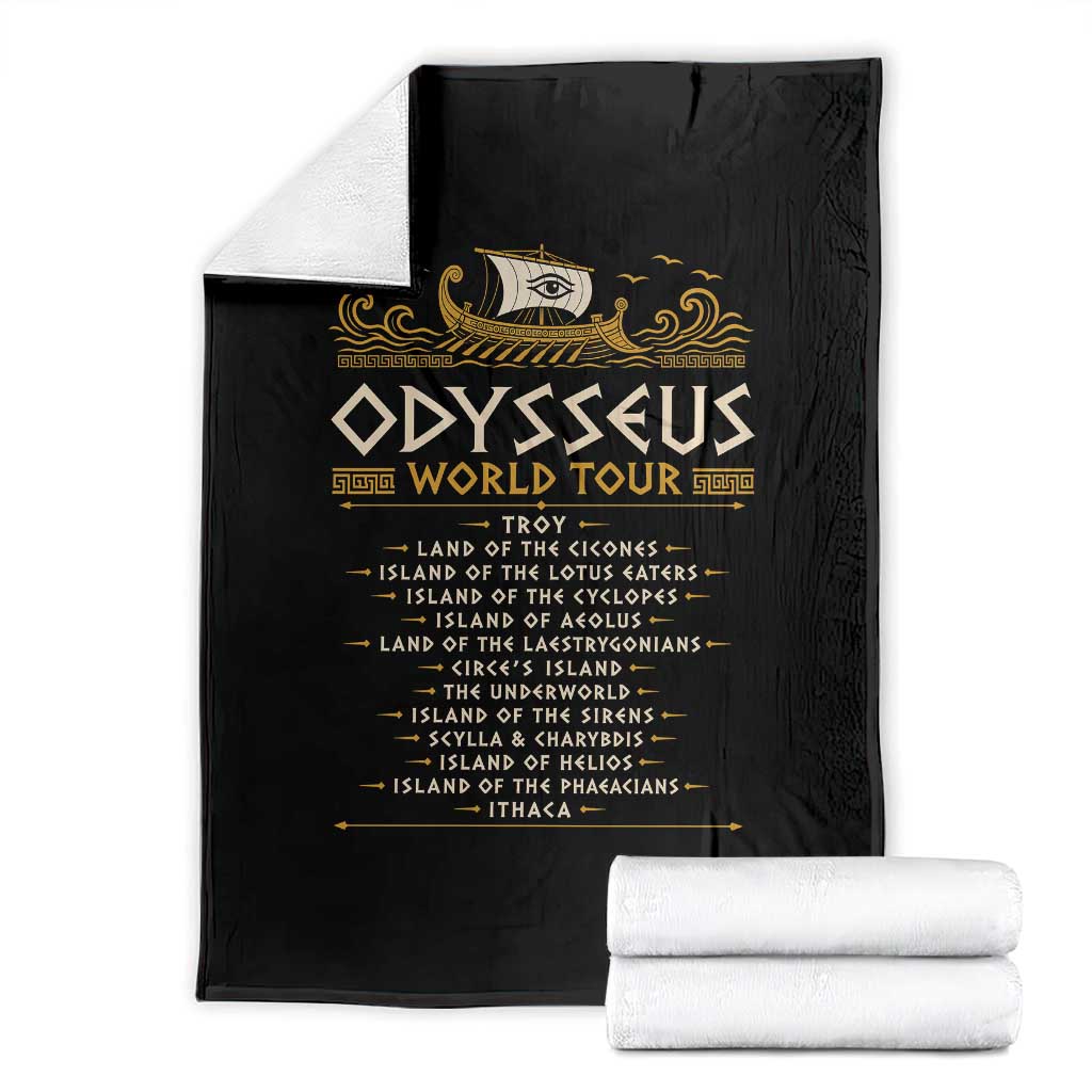 Odysseus World Tour Epic Journey Throw Blanket Funny Greek Mythology Odyssey History Gift