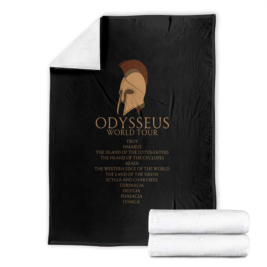 Odysseus Ancient Greek Odyssey World Tour Throw Blanket Mythology Corinthian Helmet History Lover Gift