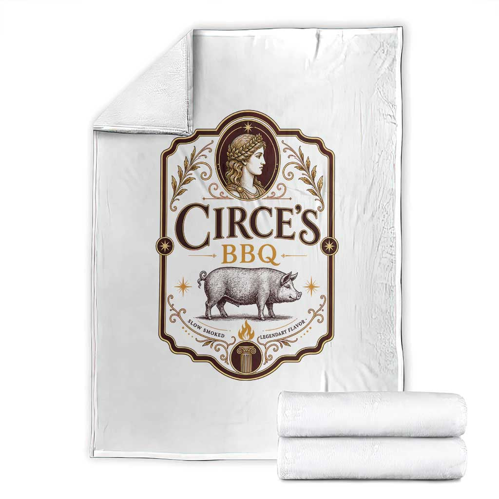 Circes BBQ Funny Greek Mythology Dark Humor Throw Blanket Slow Smoked Legendary Flavor Odysseus Pigs Odyssey Parody