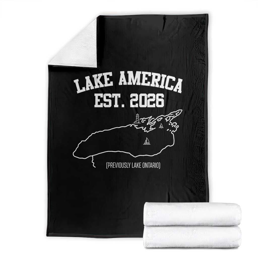 Lake America Est 2026 Previously Lake Ontario Satire Throw Blanket Funny Minimalist Map Graphic Boating Gift