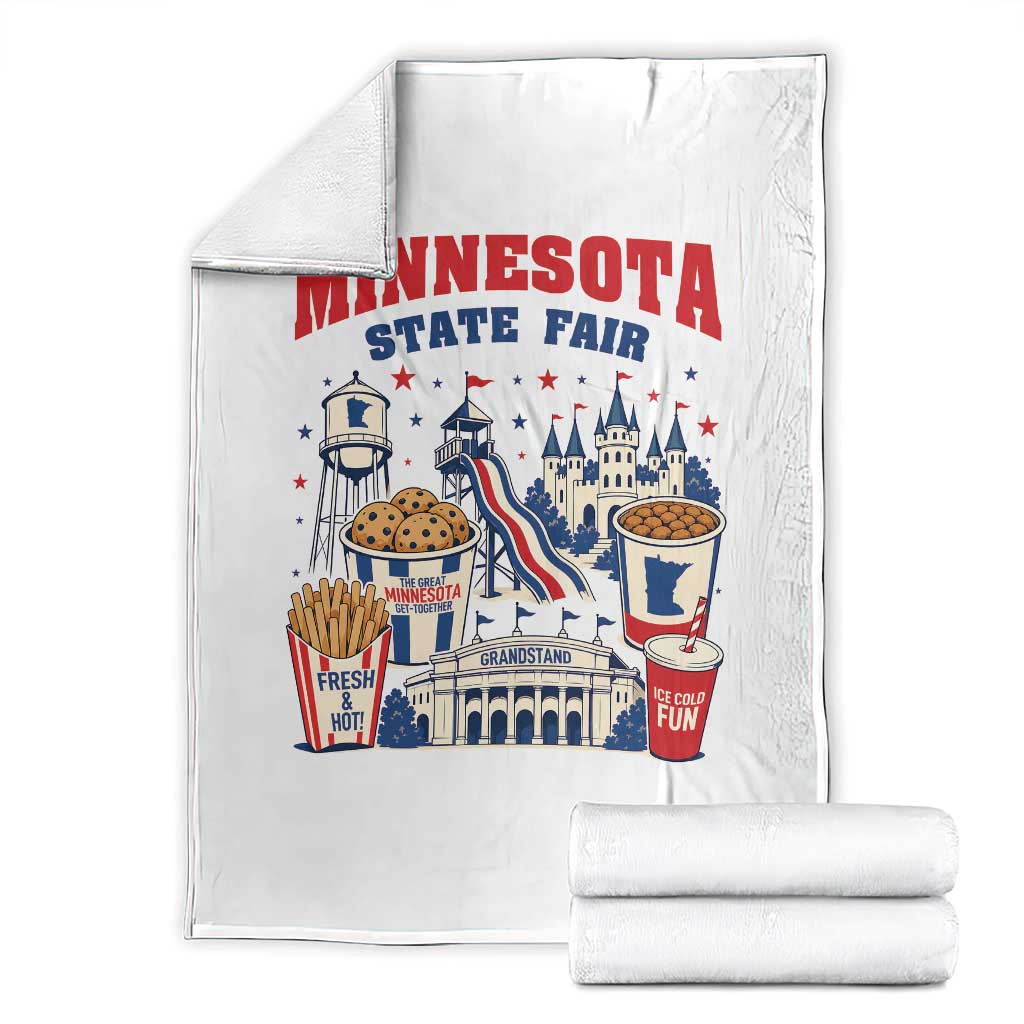 The Great Minnesota State Fair Throw Blanket Vintage Landmarks And Fair Food Midwest Pride Graphic