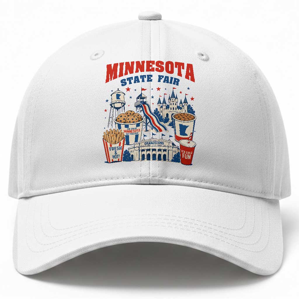 The Great Minnesota State Fair Baseball Cap Vintage Landmarks And Fair Food Midwest Pride Graphic