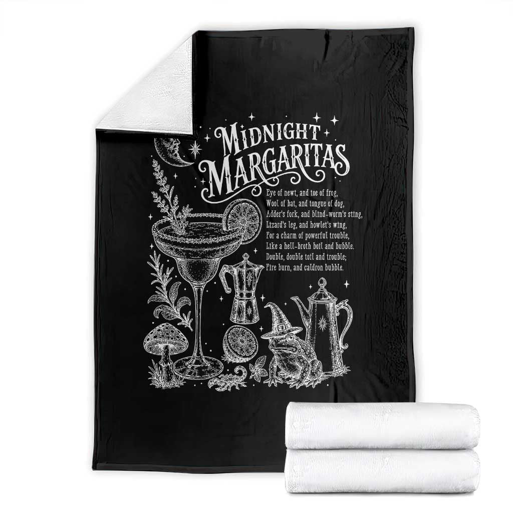 Midnight Margaritas Witchy Spellbook Botanical Throw Blanket Spooky Halloween Cocktail Graphic
