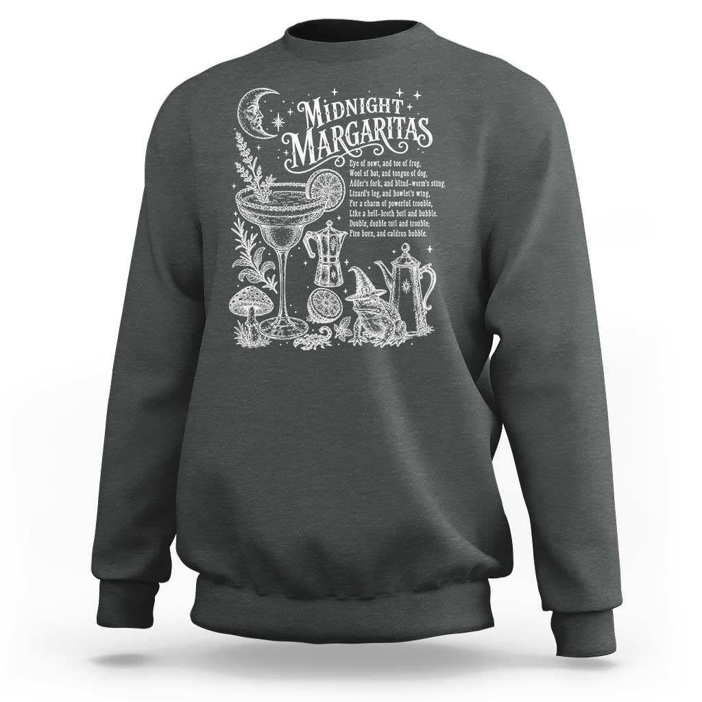 Midnight Margaritas Witchy Spellbook Botanical Sweatshirt Spooky Halloween Cocktail Graphic