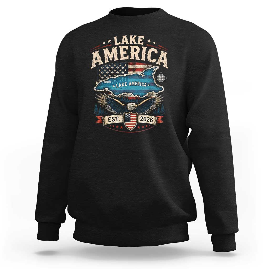 Lake America Est 2026 American Flag Eagle Sweatshirt Map Great Lakes Pride
