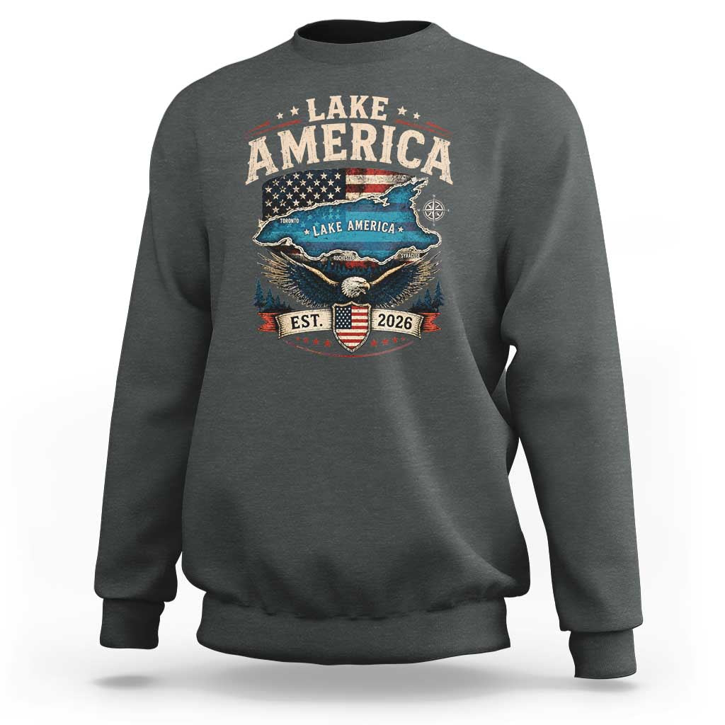 Lake America Est 2026 American Flag Eagle Sweatshirt Map Great Lakes Pride