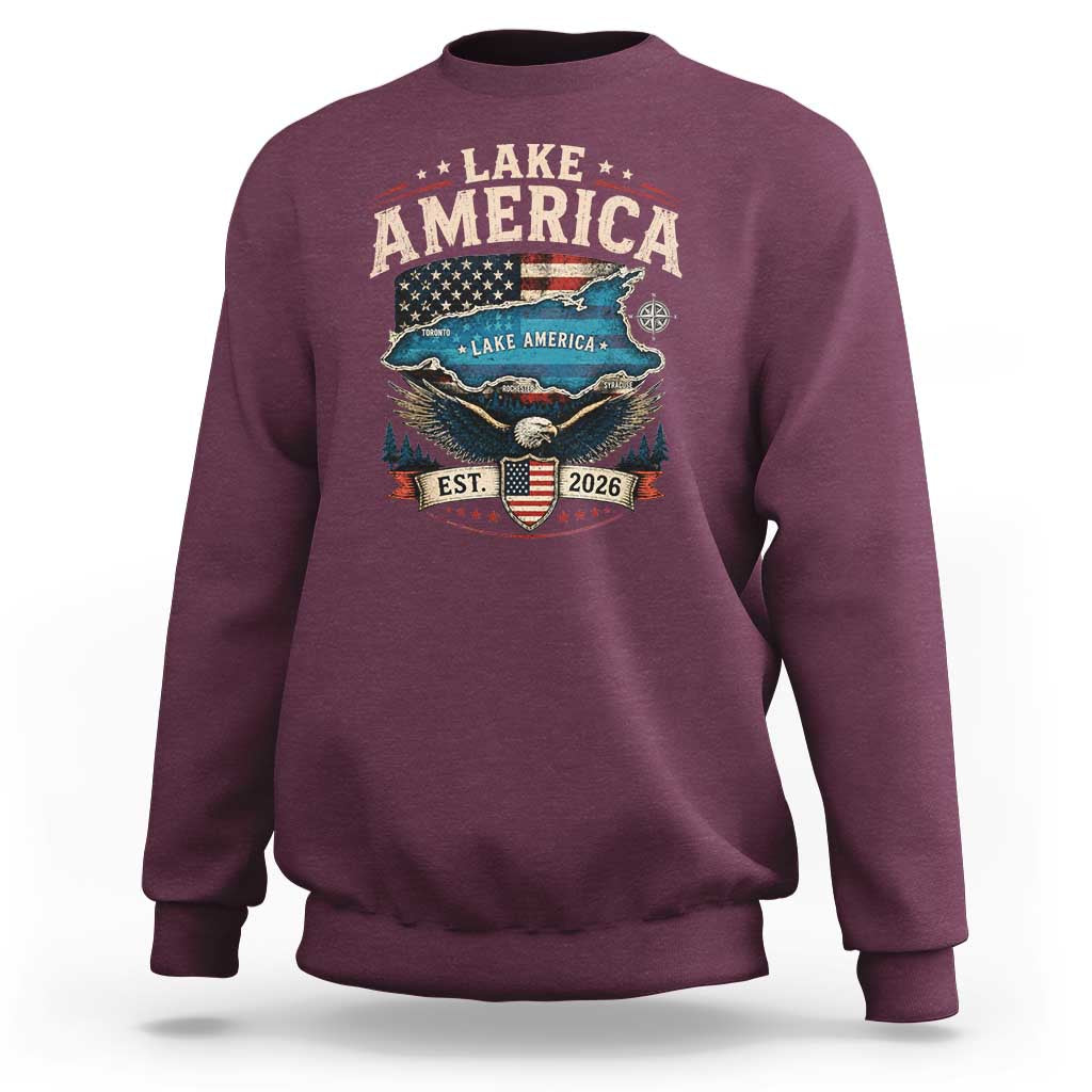 Lake America Est 2026 American Flag Eagle Sweatshirt Map Great Lakes Pride