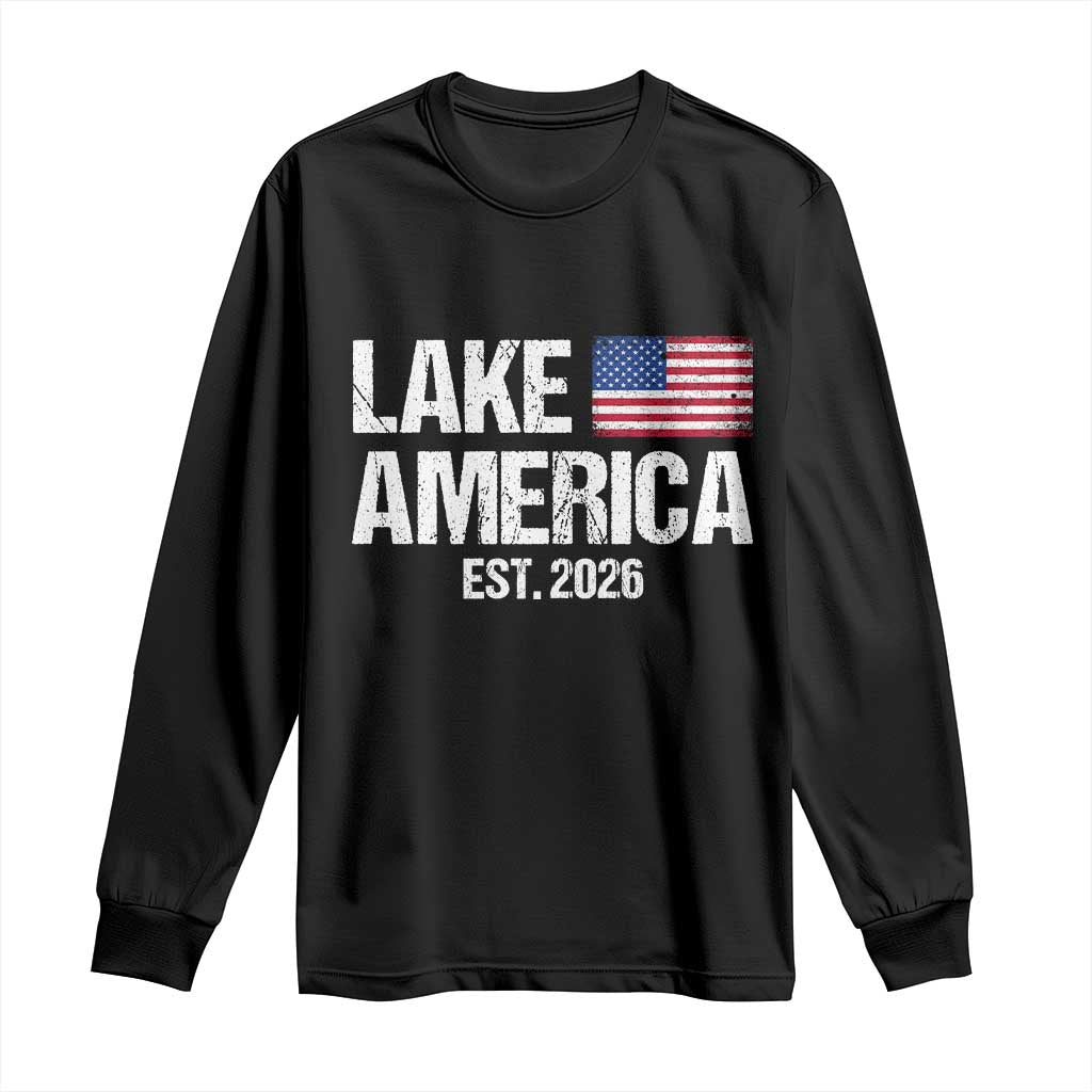 Lake America Est 2026 Vintage Long Sleeve Shirt American Flag Great Lakes