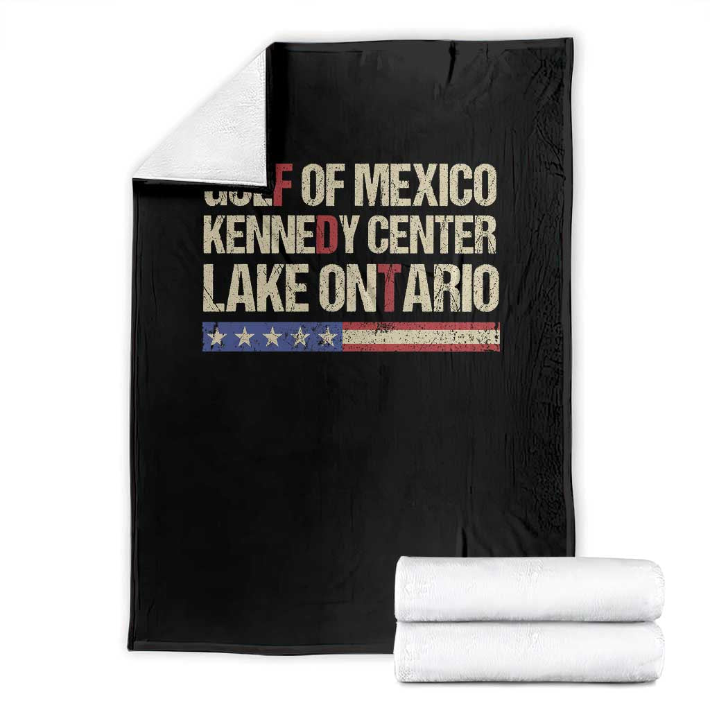 Gulf Of Mexico Kennedy Center Lake Ontario Satire Throw Blanket Subtle FDT Vintage US Flag