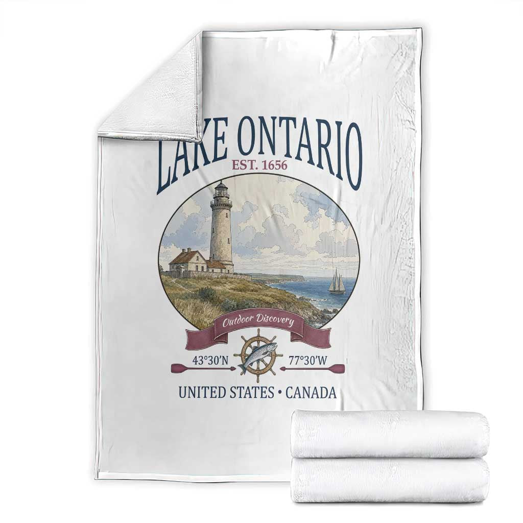 Lake Ontario Est 1656 Vintage Lighthouse Graphic Throw Blanket Outdoor Discovery Nautical Great Lakes Boat Gift