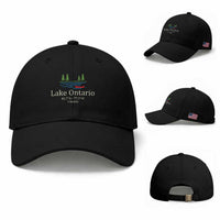 Lake Ontario Canada Canoe Map Coordinates Baseball Cap Outdoor Camping Nature Lover Gift