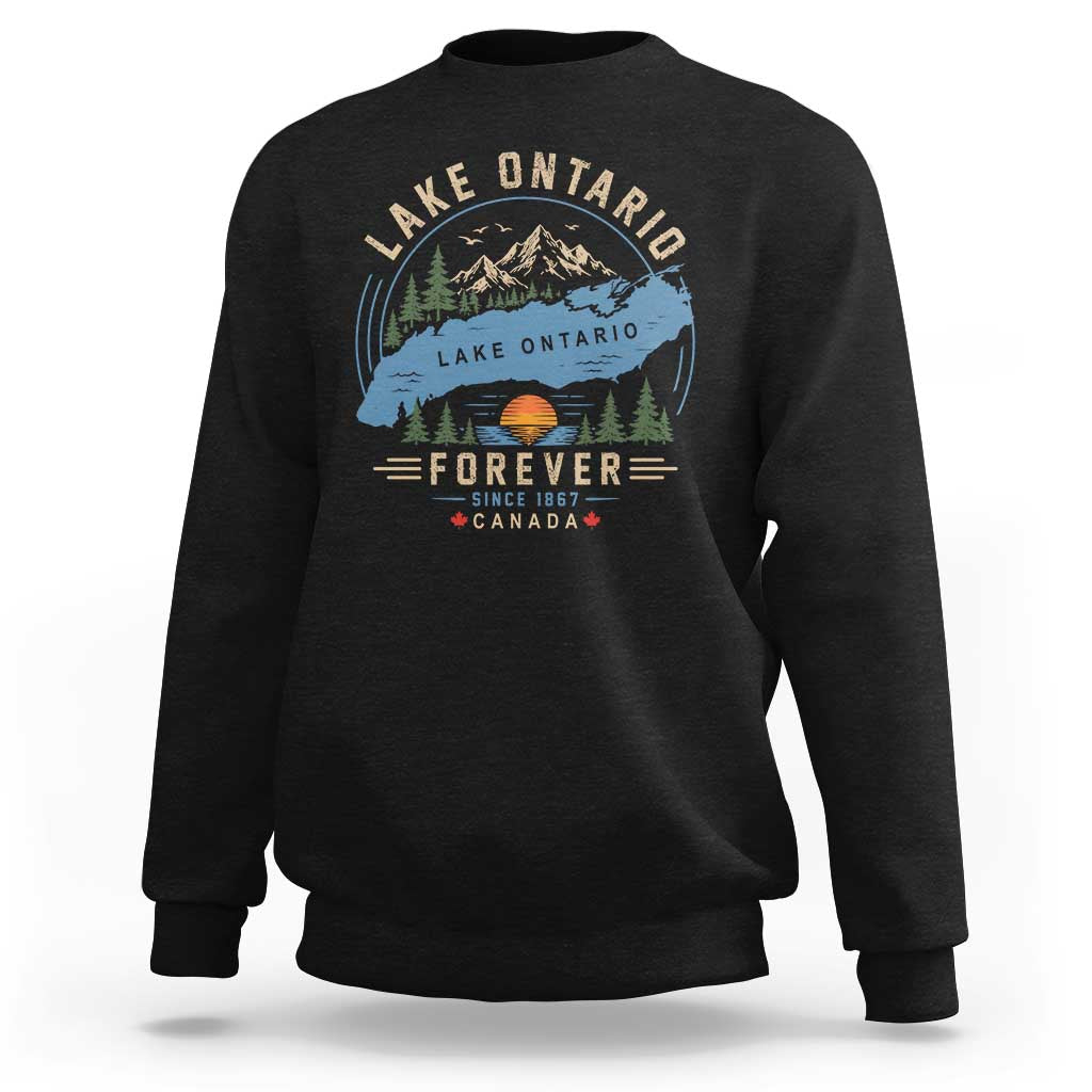 Lake Ontario Forever Since 1867 Sweatshirt Canada Map Crest Vintage Great Lakes Gift
