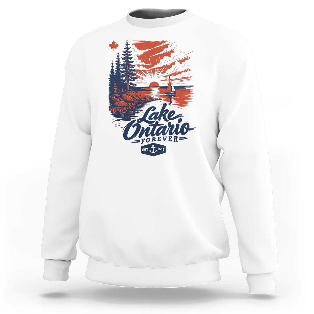 Lake Ontario Forever Est 1615 Vintage Canadian Maple Leaf Sweatshirt Sunset Nautical Great Lakes Gift