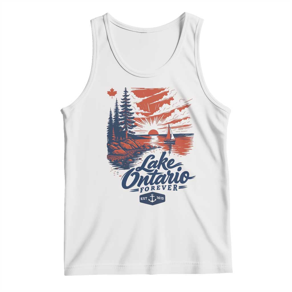 Lake Ontario Forever Est 1615 Vintage Canadian Maple Leaf Tank Top Sunset Nautical Great Lakes Gift