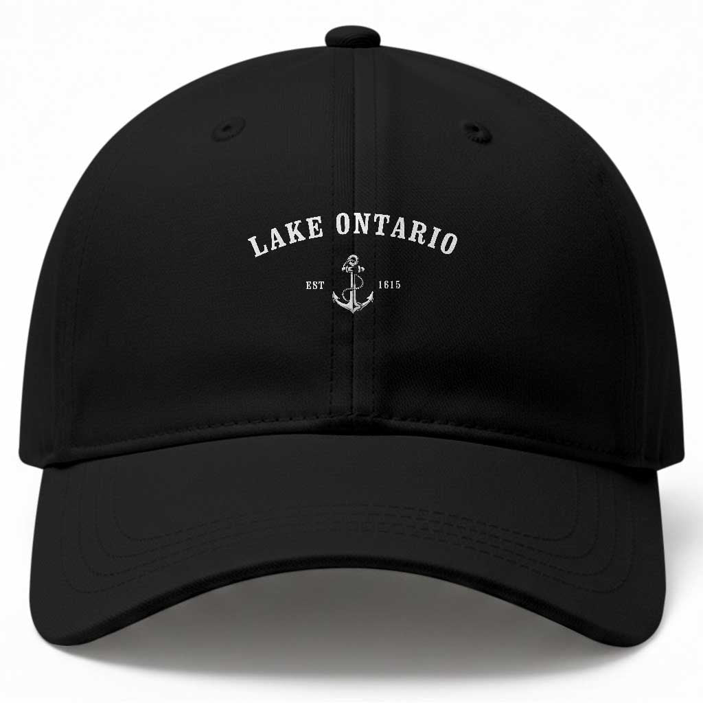 Lake Ontario Est 1615 Nautical Anchor Graphic Baseball Cap Boating Lake Life Vacation Gift