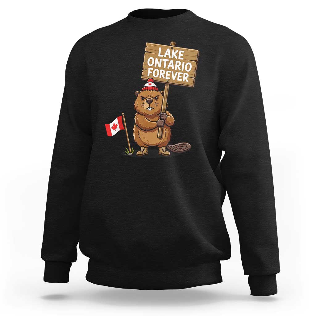 Lake Ontario Forever Canadian Beaver Resist Graphic Sweatshirt Funny Canadian Wildlife Pride Maplle Leaf Flag