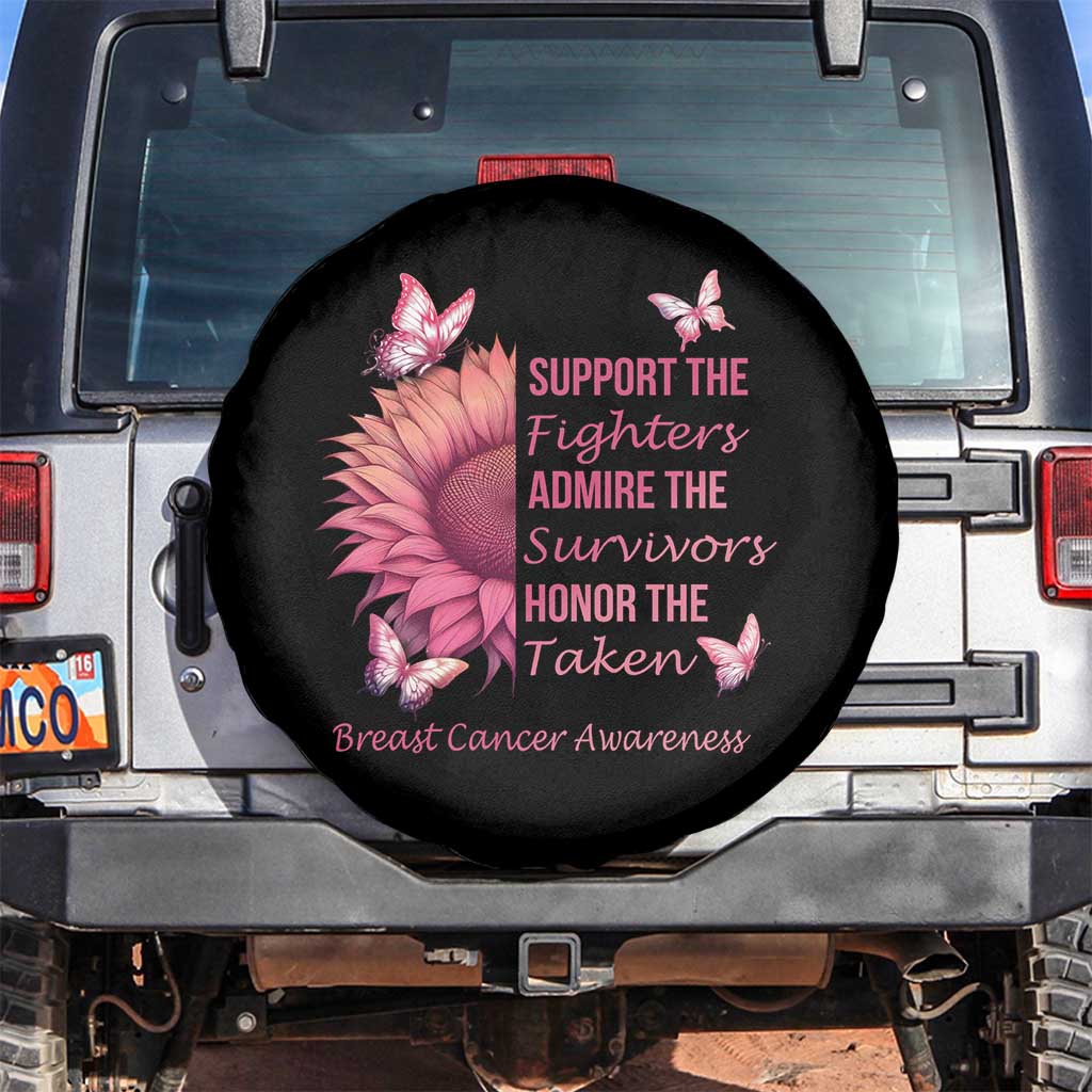 Breast Cancer Awareness Spare Tire Cover Support Admire Honor Pink Sunflower