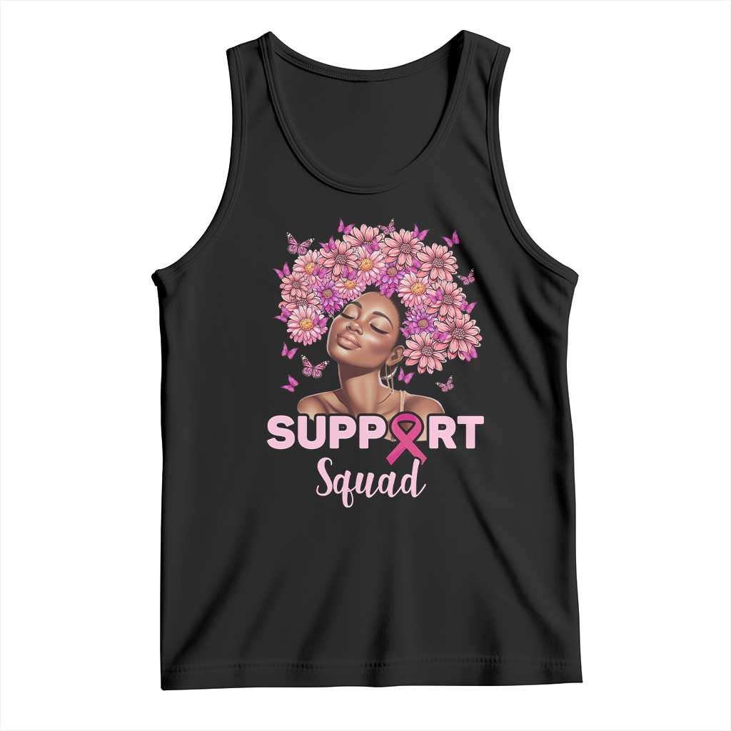 Breast Cancer Awareness Tank Top Black Afro Woman Support Squad Pink Ribbon Sunflower